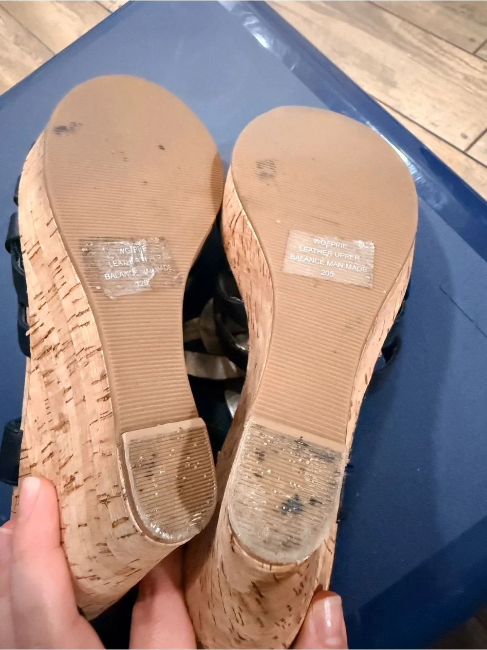 Guess Black Woven Cork Wedge Sandals